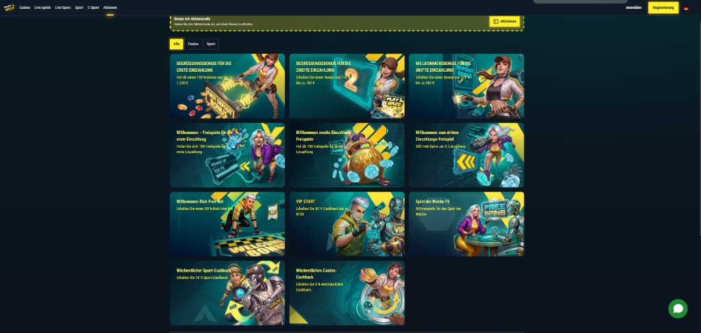 Playbaze-Aktionen mit drei Einzahlungsboni, Freispielen, risikofreier Wette, VIP START und Cashback